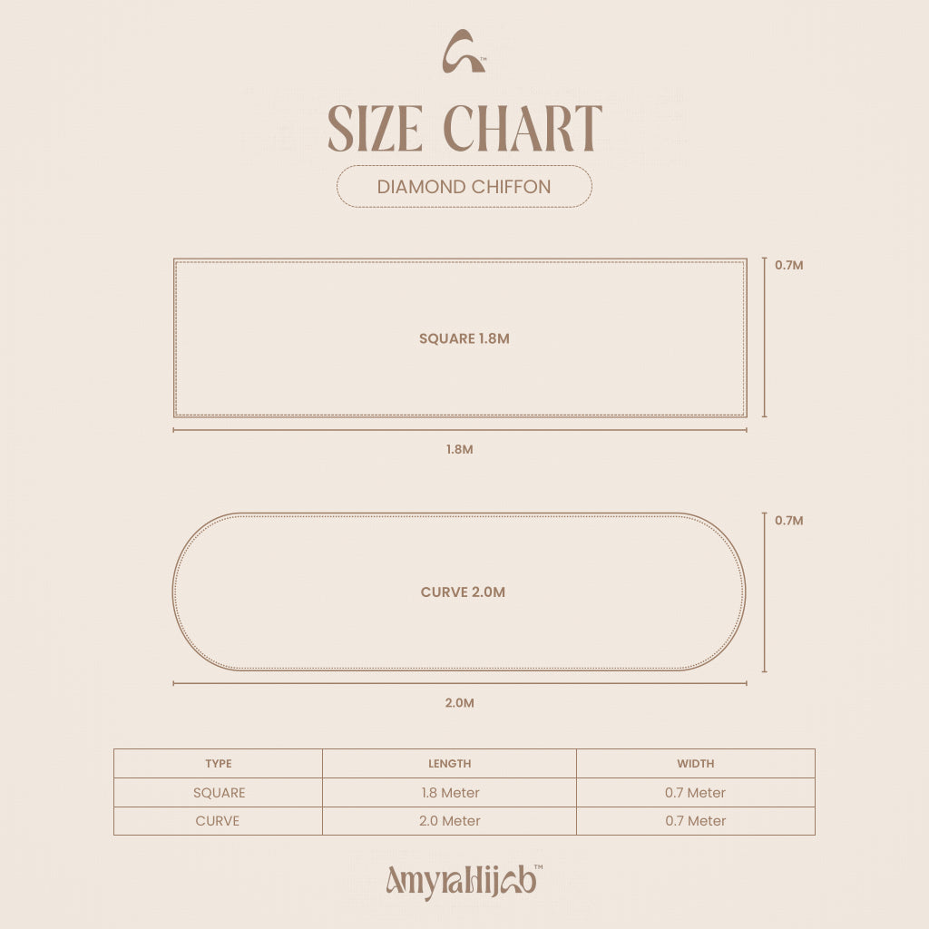 Diamond Chiffon size guide — 1.8m Square and 2.0m Curve